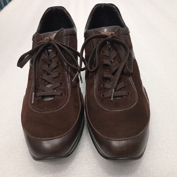 TOD'S Women's Leather Shoes Brown Lace Up Sz 8.5 EU 39 - Picture 1 of 7